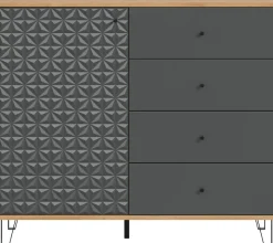 Home affaire Highboard »VICENZA, Breite 110cm, 1 Tür, 2 Einlegeböden, 3 Fächer, 4 Schubkästen« Kommode, Schrank, Anrichte, Board, Wohnzimmerschrank