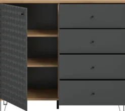 Home affaire Highboard »VICENZA, Breite 110cm, 1 Tür, 2 Einlegeböden, 3 Fächer, 4 Schubkästen« Kommode, Schrank, Anrichte, Board, Wohnzimmerschrank