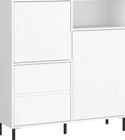 Home affaire Highboard »viel Stauraum, Soft Close, 2 Türen und 2 Schubkasten« mit Metallfüßen, Höhe 105 cm, grifflos, Fronten geriffelt