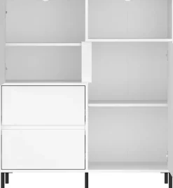 Home affaire Highboard »viel Stauraum, Soft Close, 2 Türen und 2 Schubkasten« mit Metallfüßen, Höhe 105 cm, grifflos, Fronten geriffelt