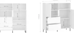 Home affaire Highboard »viel Stauraum, Soft Close, 2 Türen und 2 Schubkasten« mit Metallfüßen, Höhe 105 cm, grifflos, Fronten geriffelt