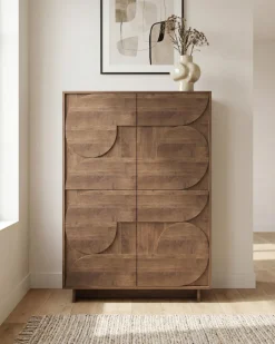 Home affaire Highboard »Zen, B/H 105/147 cm, 4 Türen, Hochkommode, Stauraumschrank« Push-to-open, 3D-Fronten, Mercure-Holzstruktur, viel Stauraum