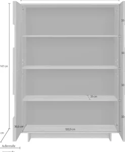 Home affaire Highboard »Zen, B/H 105/147 cm, 4 Türen, Hochkommode, Stauraumschrank« Push-to-open, 3D-Fronten, Mercure-Holzstruktur, viel Stauraum