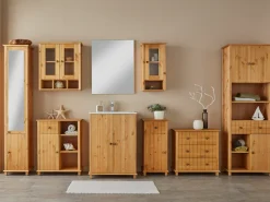 Home affaire Hängeschrank »Vili« Badezimmerschrank, mit Glastüren, Breite 60 cm, aus Massivholz