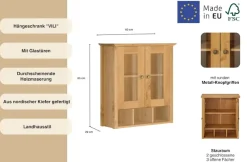 Home affaire Hängeschrank »Vili« Badezimmerschrank, mit Glastüren, Breite 60 cm, aus Massivholz