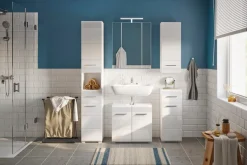 Home affaire Hochschrank »Malmö, Breite 30 cm, 2 Türen, 1 Schubkasten, 1 offenes Fach, MDF-Front« in verschiedenen Farben erhältlich, Badmöbel, Badschrank, Schrank, Bad