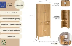 Home affaire Hochschrank »Tina« Badmöbel,Schrank, Breite 57 cm, Massivholz, FSC®