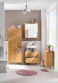 Home affaire Hochschrank »Tina« Badmöbel,Schrank, Breite 57 cm, Massivholz, FSC®