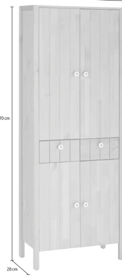Home affaire Hochschrank »Tina« Badmöbel,Schrank, Breite 57 cm, Massivholz, FSC®