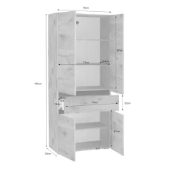 Home affaire Hochschrank »Wisla« mit 4 Türen & 1 Schublade, Breite 76 cm, Höhe 180 cm