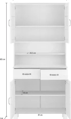 Home affaire Küchenbuffet »Alby« Breite 85 cm, 2 Glastüren