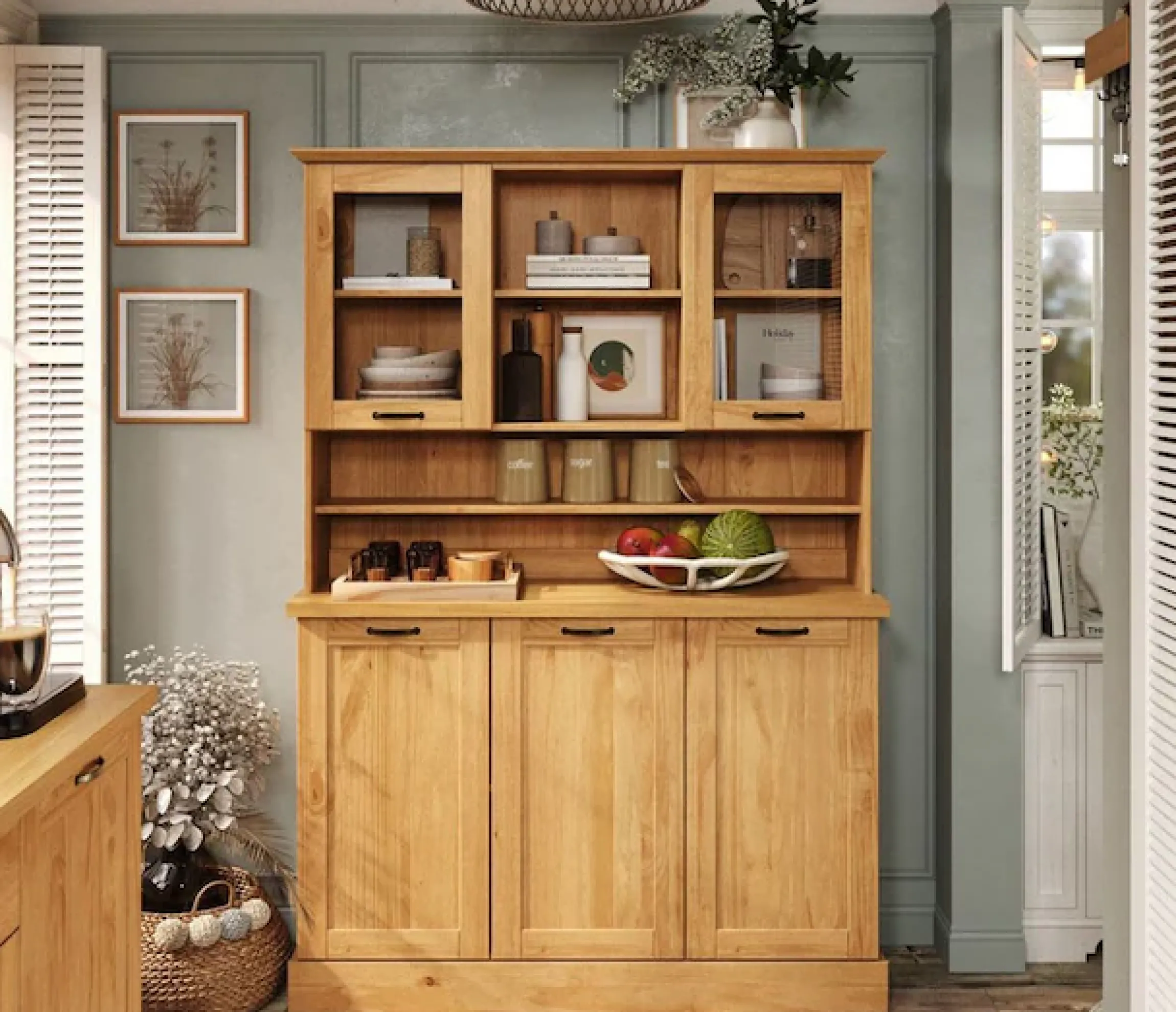 Home affaire Küchenbuffet »Teramo« Breite/Höhe 126/181 cm, mit Metallgriffen