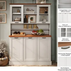 Home affaire Küchenbuffet »Teramo« Breite/Höhe 126/181 cm, mit Metallgriffen