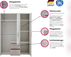 Home affaire Kleiderschrank »Geert, Kinderkleiderschrank« 2 Kleiderstangen, verstellbare Einlegeböden, mit zwei Schubkästen