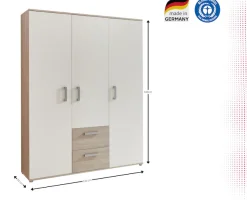 Home affaire Kleiderschrank »Geert, Kinderkleiderschrank« 2 Kleiderstangen, verstellbare Einlegeböden, mit zwei Schubkästen