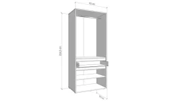 Home affaire Kleiderschrank »Corbet Schlafzimmerschrank, Drehtürenschrank,Wäscheschrank« 93 cm breit, Schublade, Kleiderstange, ABS schutzkanten