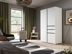 Home affaire Kleiderschrank »NULA, Schlafzimmerschrank, Garderobe, Schrank« in verschiedenen Ausführungen und Farben erhältlich, 1 Stk. tlg. 3 Türen, 2 Schubkästen, 1 E-Boden, 5 K-Böden, 1 Kleiderstange