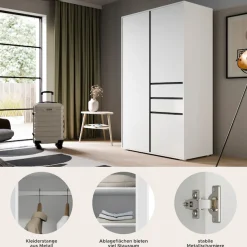 Home affaire Kleiderschrank »NULA, Schlafzimmerschrank, Garderobe, Schrank« in verschiedenen Ausführungen und Farben erhältlich, 1 Stk. tlg. 3 Türen, 2 Schubkästen, 1 E-Boden, 5 K-Böden, 1 Kleiderstange