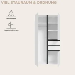 Home affaire Kleiderschrank »NULA, Schlafzimmerschrank, Garderobe, Schrank« in verschiedenen Ausführungen und Farben erhältlich, 1 Stk. tlg. 3 Türen, 2 Schubkästen, 1 E-Boden, 5 K-Böden, 1 Kleiderstange