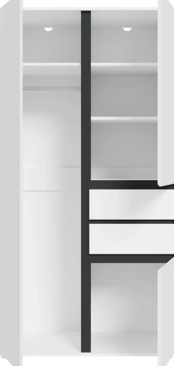 Home affaire Kleiderschrank »NULA, Schlafzimmerschrank, Garderobe, Schrank« in verschiedenen Ausführungen und Farben erhältlich, 1 Stk. tlg. 3 Türen, 2 Schubkästen, 1 E-Boden, 5 K-Böden, 1 Kleiderstange