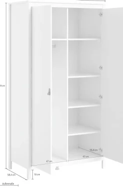 Home affaire Kleiderschrank »Madrid, Drehtürenschrank, Aufbewahrung Kasten Schrank Stauraum« 2türiger Schrank mit 5 Einlegeböden und Kleiderstange, Breite 102 cm