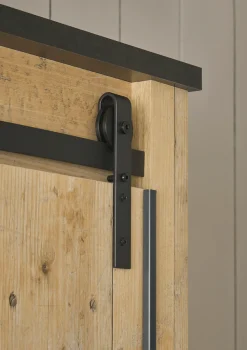 Home affaire Kleiderschrank »SHERWOOD Schlafzimmerschrank mit Spiegel ,2 Schubladen, Wäscheschrank« Schiebetüren mit Scheunentorbeschlag aus Metall, B/T/H 161/63/209cm