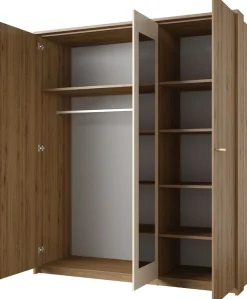 Home affaire Kleiderschrank »Bitry, Wäscheschrank incl. kompletter Innenausstattung« Kleiderschrank, verstellbare Einlegeböden 22 mm stark, tolle Holzoptik