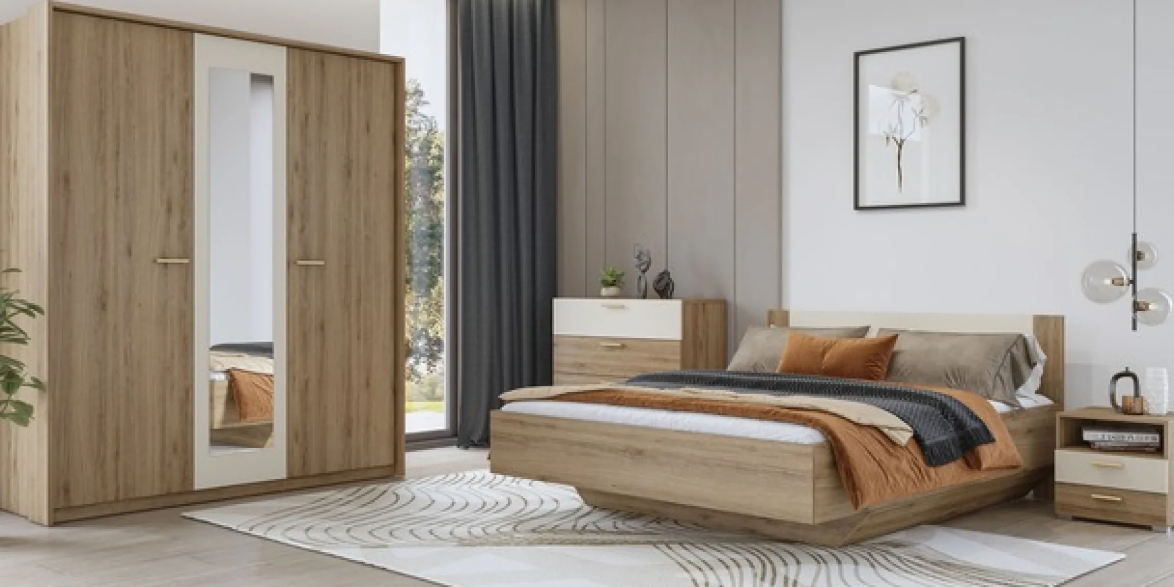 Home affaire Kleiderschrank »Bitry, Wäscheschrank incl. kompletter Innenausstattung« Kleiderschrank, verstellbare Einlegeböden 22 mm stark, tolle Holzoptik
