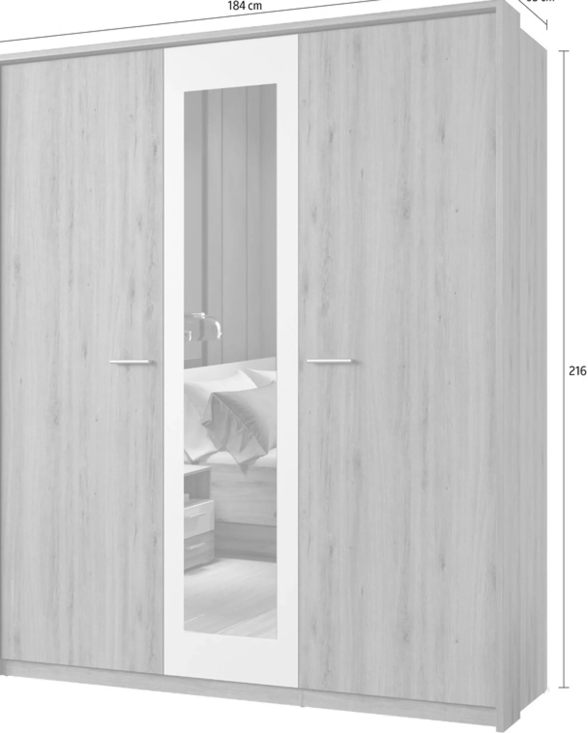 Home affaire Kleiderschrank »Bitry, Wäscheschrank incl. kompletter Innenausstattung« Kleiderschrank, verstellbare Einlegeböden 22 mm stark, tolle Holzoptik
