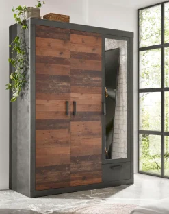 Home affaire Kleiderschrank »BROOKLYN Schrank, Drehtürenschrank, Garderobe schwarze Griffe« in dekorativer Rahmenoptik
