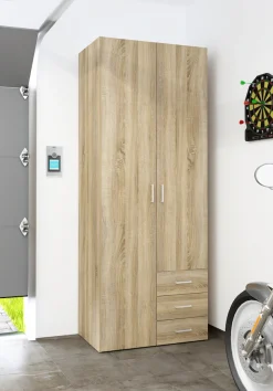 Home affaire Kleiderschrank »Space Drehtürenschrank, Aufbewahrung Kasten Schrank Stauraum« Breite 78, 115,8 oder 154 cm, mit je 3 Schubkästen, innen Einlegeböden