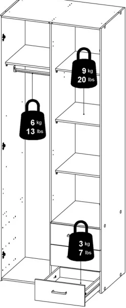 Home affaire Kleiderschrank »Space Drehtürenschrank, Aufbewahrung Kasten Schrank Stauraum« Breite 78, 115,8 oder 154 cm, mit je 3 Schubkästen, innen Einlegeböden
