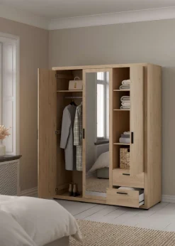 Home affaire Kleiderschrank »Mira Kleiderschrank mit 2 Türen, Spiegeltür & 2 Schubladen« 2 Türen und 1 Spiegeltür für mehr Komfort