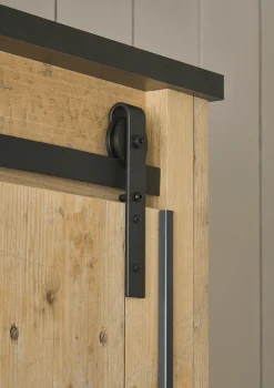 Home affaire Kleiderschrank »SHERWOOD Schlafzimmerschrank mit Spiegel Wäscheschrank« Schiebetüren mit Scheunentorbeschlag aus Metall, B/T/H 201/63/209cm