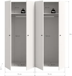 Home affaire Kleiderschrank »BILLINGS, Schlafzimmerschrank, Schrank, Garderobenschrank« OTTO BESTSELLER, Garderobe & Schlafzimmer,Breite 160cm, weiß, 4-türig, inkl. 2 Kleiderstangen und 2 Ablageböden