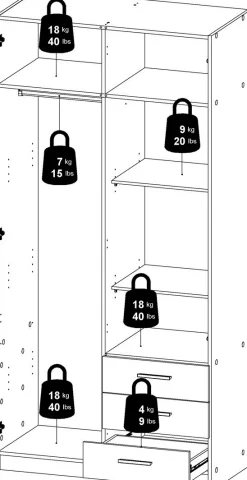 Home affaire Kleiderschrank »Sprint, viel Stauraum, robuste Qualität, 3 Breiten 98, 147, 195 cm« Breite 98,5/147 oder 195,5 cm, je mit Einlegeböden und Kleiderstange