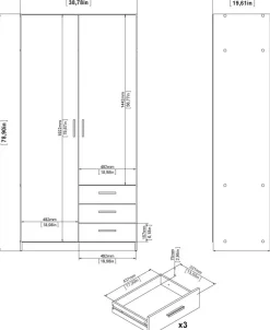 Home affaire Kleiderschrank »Sprint, viel Stauraum, robuste Qualität, 3 Breiten 98, 147, 195 cm« Breite 98,5/147 oder 195,5 cm, je mit Einlegeböden und Kleiderstange