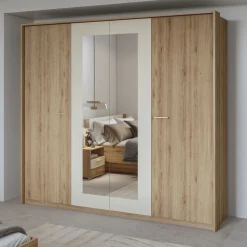 Home affaire Kleiderschrank »Bitry, Wäscheschrank incl. kompletter Innenausstattung« Kleiderschrank, verstellbare Einlegeböden 22 mm stark, tolle Holzoptik