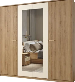 Home affaire Kleiderschrank »Bitry, Wäscheschrank incl. kompletter Innenausstattung« Kleiderschrank, verstellbare Einlegeböden 22 mm stark, tolle Holzoptik