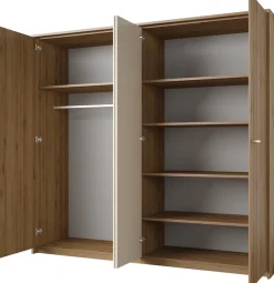 Home affaire Kleiderschrank »Bitry, Wäscheschrank incl. kompletter Innenausstattung« Kleiderschrank, verstellbare Einlegeböden 22 mm stark, tolle Holzoptik