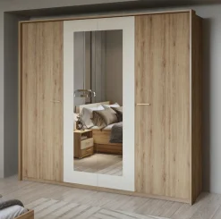Home affaire Kleiderschrank »Bitry, Wäscheschrank incl. kompletter Innenausstattung« Kleiderschrank, verstellbare Einlegeböden 22 mm stark, tolle Holzoptik