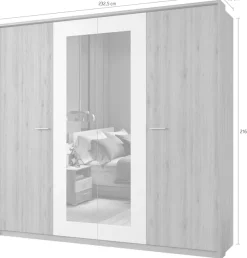 Home affaire Kleiderschrank »Bitry, Wäscheschrank incl. kompletter Innenausstattung« Kleiderschrank, verstellbare Einlegeböden 22 mm stark, tolle Holzoptik