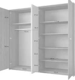 Home affaire Kleiderschrank »Bitry, Wäscheschrank incl. kompletter Innenausstattung« Kleiderschrank, verstellbare Einlegeböden 22 mm stark, tolle Holzoptik