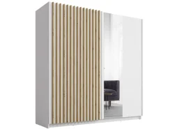 Home affaire Kleiderschrank »Kleiderschrank Camden mit Spiegel, 4 Einlegeböden und Kleiderstange« Garderobe mit 2 Schwebetüren und Lamellen, BxHxT 200,2x198,5x61,6 cm