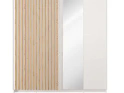 Home affaire Kleiderschrank »Kleiderschrank Camden mit Spiegel, 4 Einlegeböden und Kleiderstange« Garderobe mit 2 Schwebetüren und Lamellen, BxHxT 200,2x198,5x61,6 cm