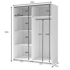 Home affaire Kleiderschrank »Kleiderschrank Camden mit Spiegel, 4 Einlegeböden und Kleiderstange« Garderobe mit 2 Schwebetüren und Lamellen, BxHxT 200,2x198,5x61,6 cm