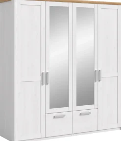 Home affaire Kleiderschrank »COSENZA, Breite 188cm, viel Stauraum, in Landhausoptik« 2 Schubkästen mit Vollauszug, 4 Türen, 2 Kleiderstangen, viel Stauraum,Schlafzimmerschrank, Schrank, Garderobenschrank