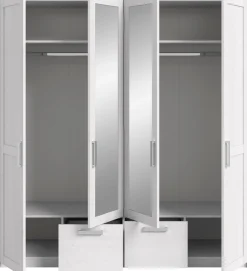 Home affaire Kleiderschrank »COSENZA, Breite 188cm, viel Stauraum, in Landhausoptik« 2 Schubkästen mit Vollauszug, 4 Türen, 2 Kleiderstangen, viel Stauraum,Schlafzimmerschrank, Schrank, Garderobenschrank
