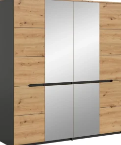 Home affaire Kleiderschrank »REHAT, Breite 180 cm, 4 Türen, 2 Kleiderstangen, 4 Ablageböden« 2 Stk. tlg. Schlafzimmerschrank, Schrank, Garderobenschrank, Garderobe