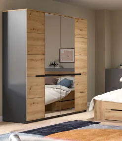 Home affaire Kleiderschrank »REHAT, Breite 180 cm, 4 Türen, 2 Kleiderstangen, 4 Ablageböden« 2 Stk. tlg. Schlafzimmerschrank, Schrank, Garderobenschrank, Garderobe